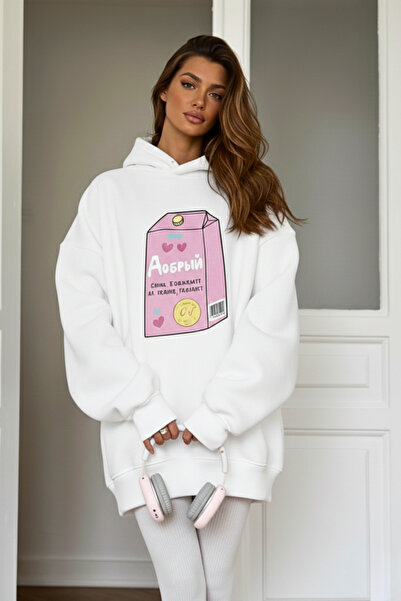 GUARAZ Women's Soft Fabric Oversized Fleece Inside Hooded Good Heart B Printe...