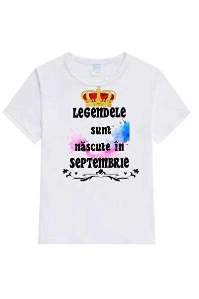MARİ Tricou personalizat ,, Septembrie " ,alb