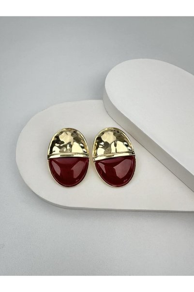 Kius Burgundy Gold Design Earrings