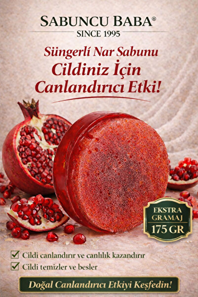 SABUNCU BABA Nar Özlü Süngerli Doğal Sabun 175 Gr. Cildiniz İçin Canlandırıcı...