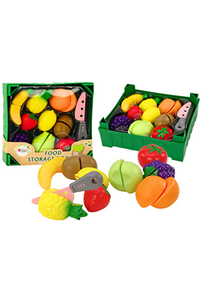 LEAN Set fructe de taiat in cutie, 9 piese, cu cutit verde