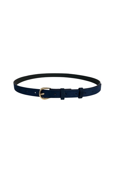 stravis Navy Blue Color Suede Belt with Gold Buckle