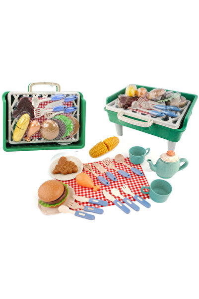 LEAN Set gratar pentru copii cu mancare, tacamuri, farfurii si cani