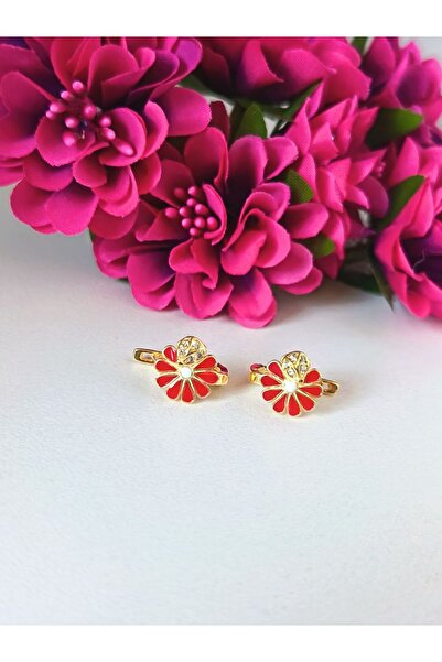 IAMIRA Silver earrings for girls red flower