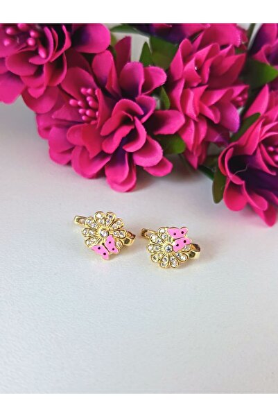 IAMIRA Silver earrings for girls with pink butterfly