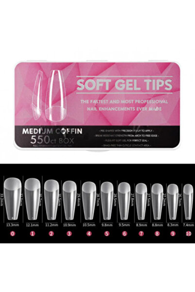 Pink Nails Set Tipsuri Gel Fix 550 tipsuri Soft Gel Medium Coffin Base