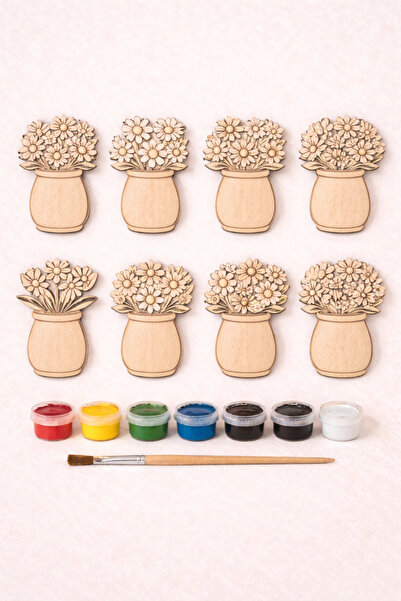 CARON CHOCOLATE Educational Wooden Coloring Game Flower Figure Set |   Paint ...