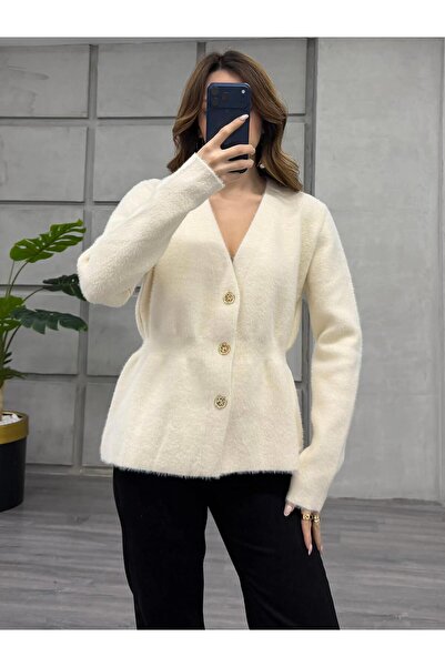 Coral Angora Yaka V Yaka Ceket 140395 Vanilya