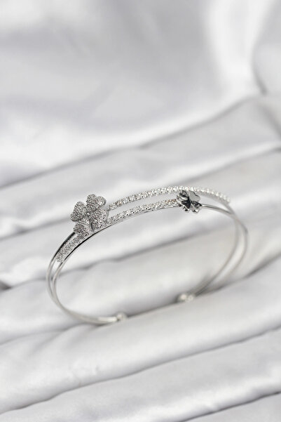 lowell home Brass Silver Color Clover Model Women's Bracelet