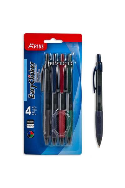 OEM Soft Grip Pens Set (Blue-Black-Red-Green) - 4pcs
