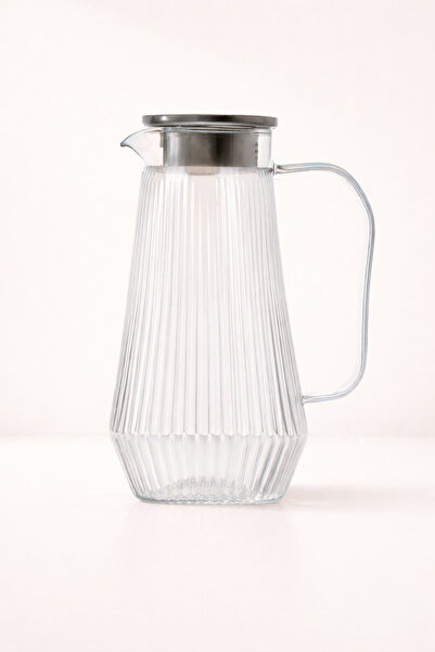 Mirilliahome Metal Kapaklı Cam Sürahi 1800 ml Şeffaf Modern Tasarım