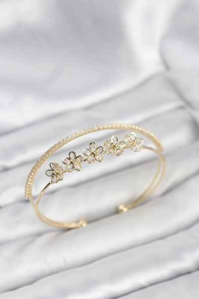 lowell home Flower Model Brass Gold Color Women's Bracelet