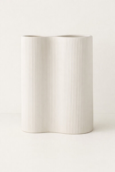 Mirilliahome Modern Beyaz Seramik İki Bölmeli Organizer Minimal Tasarım