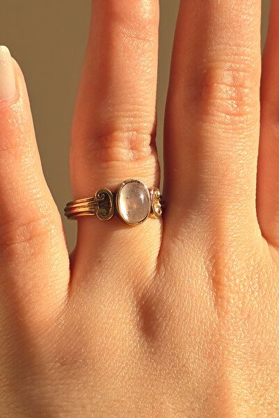NBS Beautiful Naturel Stones خاتم نحاسي عتيق من الكوارتز الوردي قابل للتعديل ...