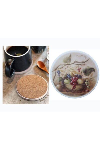 Bosphorus Ceramic Coaster with Grape Pattern 10X10Cm