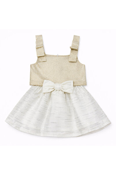 NUUR GIRLS N&G Girl's Glitter Crinkle Shoulders Bow Blouse Skirt Gold 301501