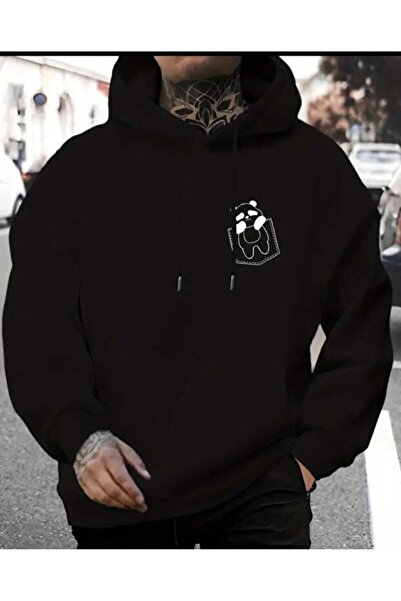 Hunors Sportswear & Company سويت شيرت مطبوع عليه باندا للجنسين موديل K بغطاء رأس