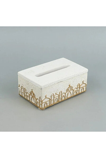 Generic Rectangular tissue box with gold patterns