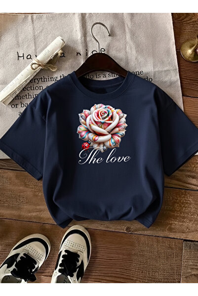 caddekombin Ženska majica The Love Štampano Štampano Okrugli izrez tamnoplava...