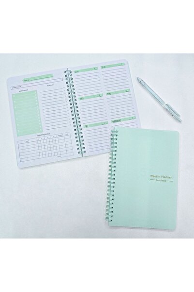 Choice4 مفكرة تخطيط أسبوعية جديدة خضراء اللون، غير مؤرخة، حلزونية، مقاس A5، ح...