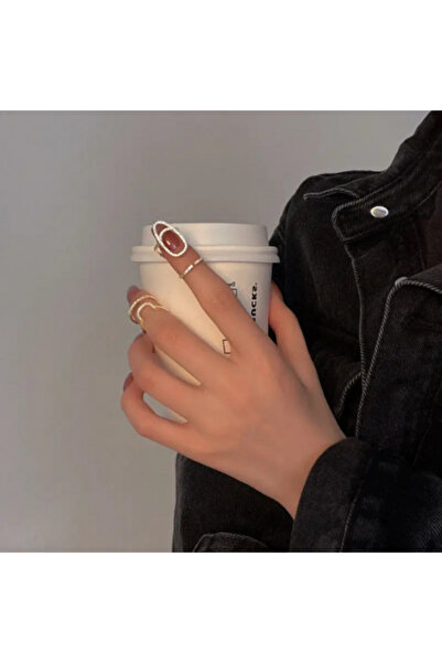 Pink Nails Oval Gold Photo Ring