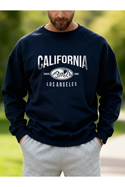 EFFRENATU California Printed Lacevert Crew Neck Sweatshirt