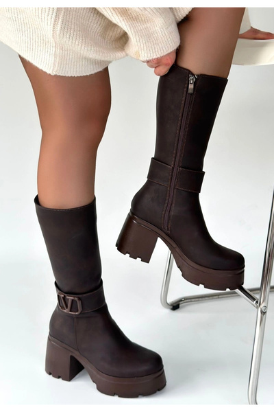 hibiscus Moki Brown Nubuck Heeled Boots