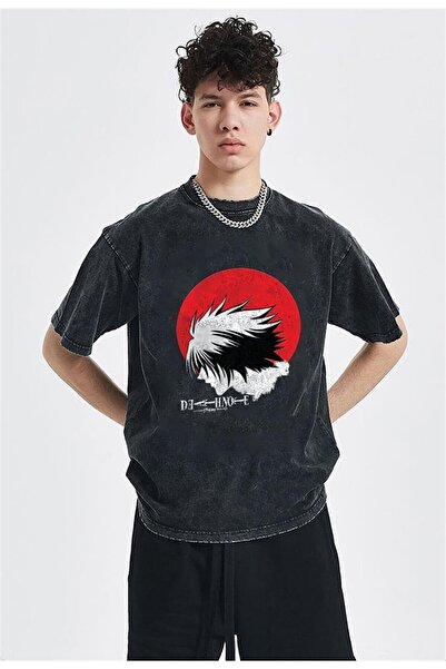 Le Savu Washable Death Note Printed Unisex Oversized Vintage T-Shirt