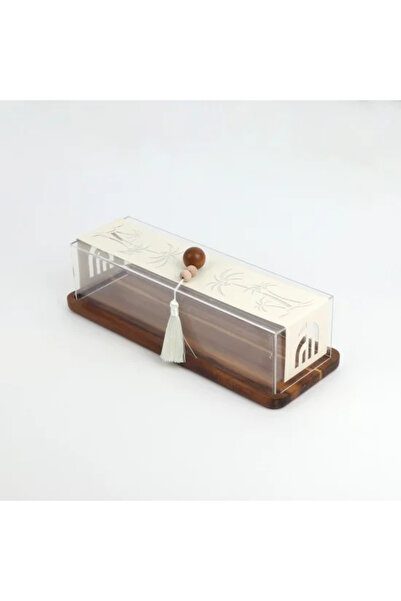 Generic Serving tray with a wooden base and acrylic lid with palm tree patterns
