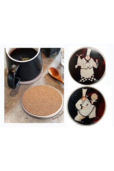 Bosphorus Ceramic Coaster Set of 2 with Cook Pattern 10X10Cm