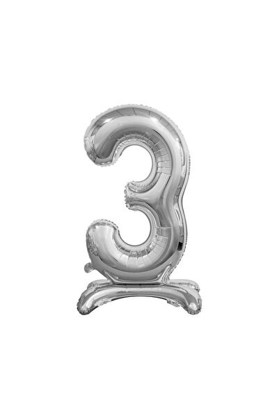 Dharst Foil Balloon for Parties & Decor - Number 3, Silver