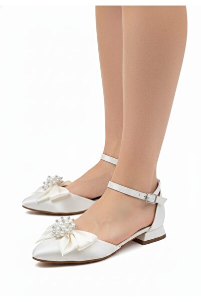 ŞAH Pearl Stone Bow Ballerina Wedding Dress Wedding Evening Dress Shoes