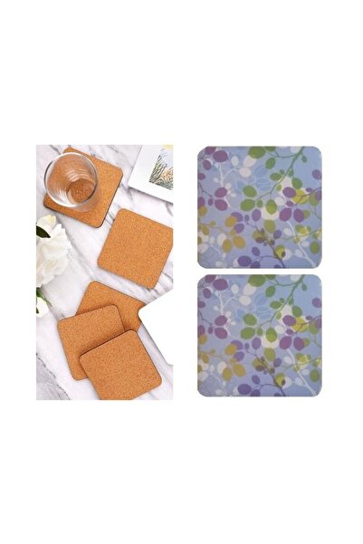 Bosphorus Wooden Coaster 2 Pieces Flower Pattern 10X10Cm