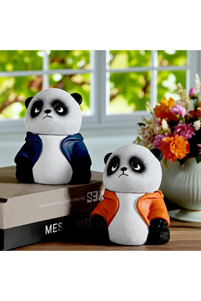 Aftonviol 2'Li Sevimli Panda - Küllük - Dekoratif Obje Biblo - Hediyelik Set