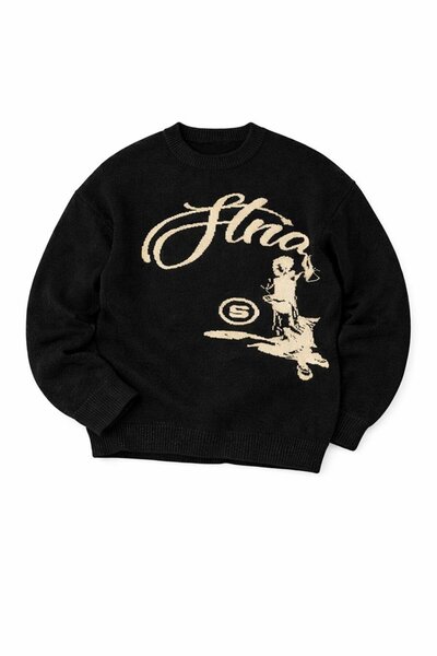 HAFKAGİYİM Black Premium Printed Sweater