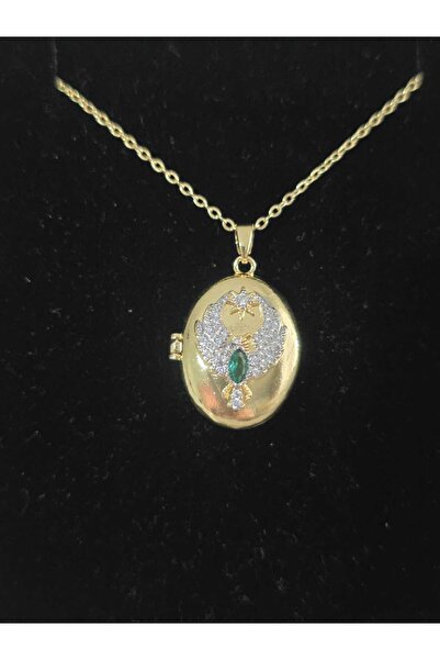 alyacs Ankakuşu Alya Kolyesi Gold Renk Çelik Kapaklı Kolye