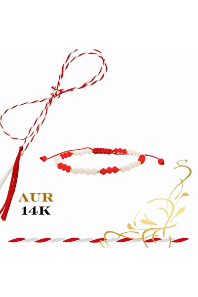 OEM Martisor bracelet with 14k gold balls, Miyuki beads and crystals