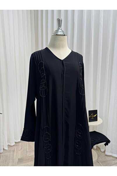 NALA FASHION Luxurious black abaya with circular embroidery