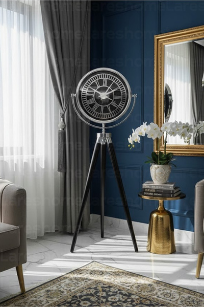 Lareshome Tripod Ayaklı Lüx Gümüş Dekoratif Saat