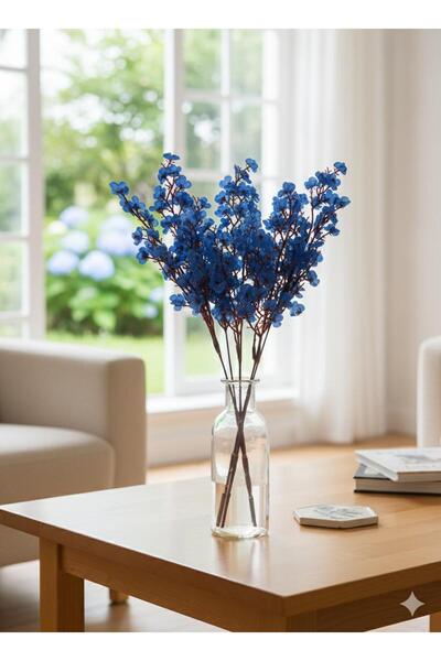 yapay çiçek evi 1Pc 5-Branch Cobalt Blue Almond Flower Home Decor Ornament