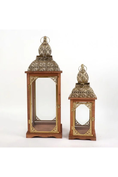 Generic Wooden and metal lantern set – 2 sizes