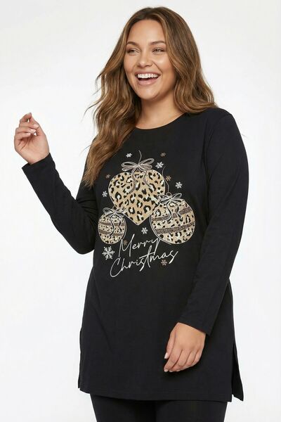 Stil Diva Чорна футболка великого розміру з розрізом збоку 322982