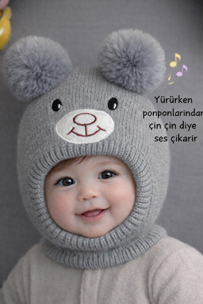 greenmoss Knitted Baby Beanie with Rattles