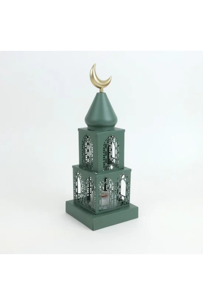 Generic فانوس رمضاني معدني فاخر باللونين الأخضر والذهبي
