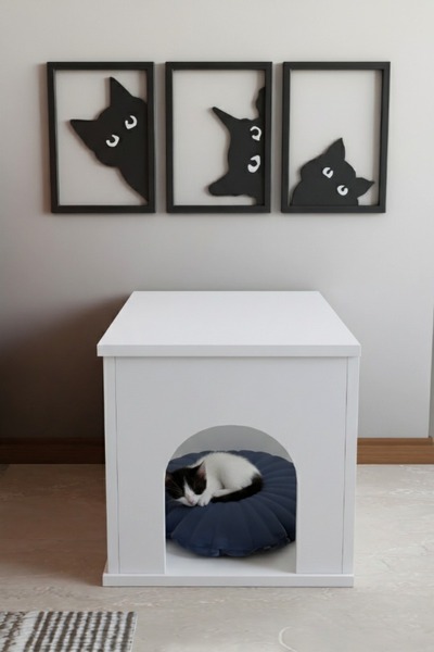 ODESSIA PET Sandık Kapalı Kedi Yatağı Antre Mobilyası