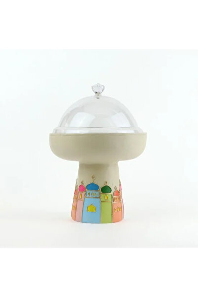 Generic Serving dish with acrylic lid and Ramadan base, beige and colored