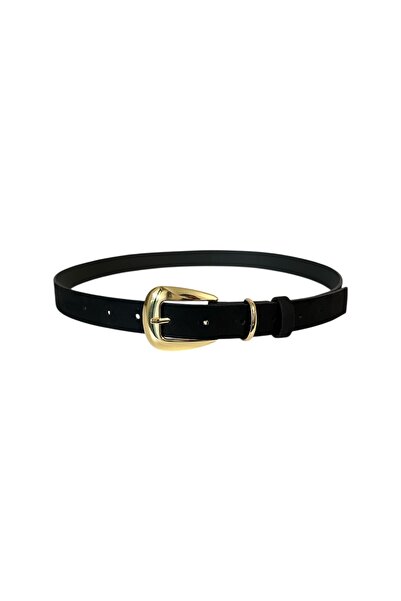stravis Чорний замшевий ремінь із золотою пряжкою