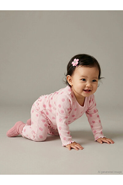 LC Waikiki Lcw Baby Pink Crew Neck Printed Baby Girl Blouse and Leggings 2-Pack