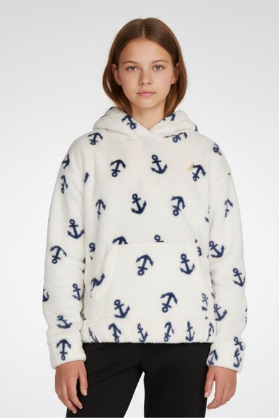 Nautica Kids Girl Long Sleeve Allover Print Hoodie, Multicolor