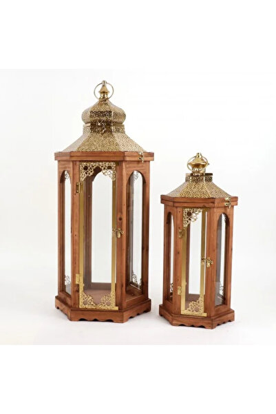 Generic Wooden and metal lantern set – 2 sizes